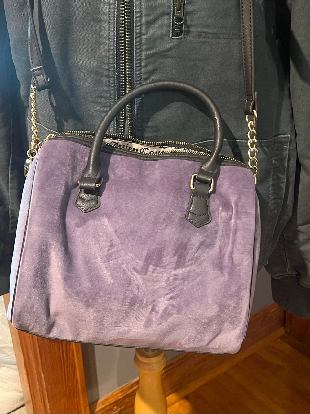 Juicy Couture Lavender Purple Suede Satchel with Coin Pouch